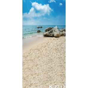 Summer Blue Sky Sea Rocks Beach Backdrop Background for Photography