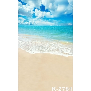 Scenic Blue Sky White Clouds Sea Beach Background Drops for Photography