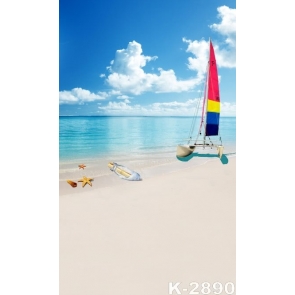 Summer Holiday Blue Sky Sea Drifting Bottle Seaside Beach Photographic Backdrops