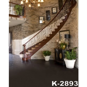 Brick Wall Rotary Steps Stairs Background Living Room Studio Backdrop