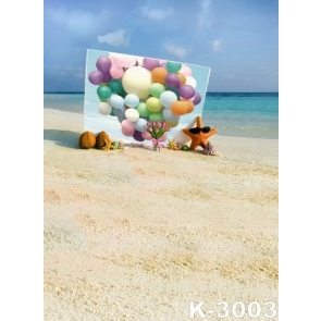 Lovely Colorful Balloons Backdrops by Seaside Beach Photo Background