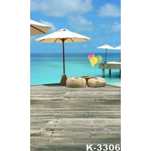 Summer Holiday Seaside Shelter Balloons Photography Background Props