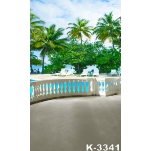 Seaside Resort Swimming Pool Scenic Backdrop Background for Photography