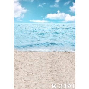 Scenic Blue Sky Sea Water Seaside Beach Photo Wall Backdrop