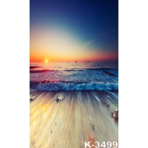 Beautiful Sunset Sea Waves Beach Photography Background Props
