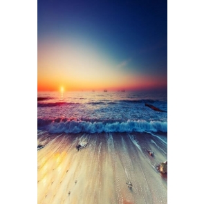 Beautiful Sunset Sea Waves Beach Photography Background Props