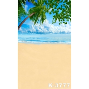 Summer White Clouds Blue Sky Beach Scenic Painted Photography Backdrops