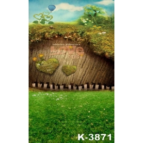  Green Grass Love Shape Plant Photo Background Children Photography Vinyl Backdrops