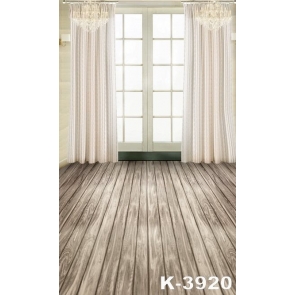 Wood Floor Curtain Window Background Indoor Studio Backdrop