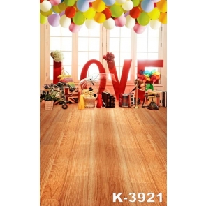  Wooden Floor Window Balloon Children Party Photography Vinyl Backdrops