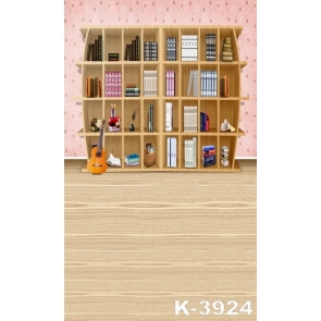  Wooden Floor Bookcase Photo Background Children Vinyl Backdrops