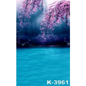 Blue Water Flowers Scenic Vinyl Photography Backdrops 