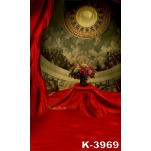 Banquet Hall Red Cloth Flowers Vinyl Wedding Photography Backdrops
