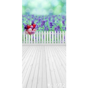 Lavender Balloon Wooden Floor Kid's Vinyl Stage Backdrop