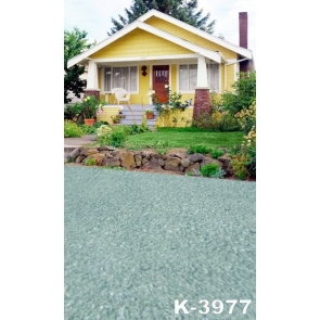 Outside of Yellow House Greensward Scenic Picture Backdrop