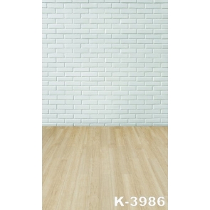 Wooden Floor White Brick Plain Wall Backdrops Custom Background
