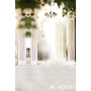 Bright White Palace Wedding Dress Vinyl Wedding Photography Backdrops