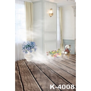 Indoor Bedroom Flowers Plush Doll Studio Background Wedding Photo Backdrops