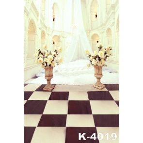 White Wedding Hall Flowers Wedding Photo Backdrops