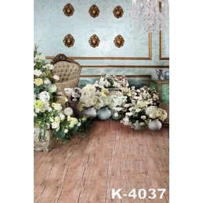Indoor Living Room Flowers around Sofa Studio Wedding Photo Backdrops