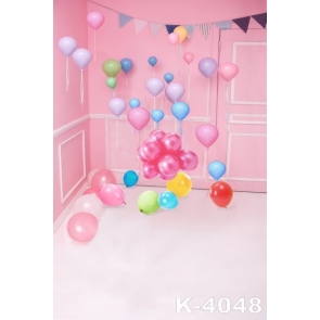 Romantic Colorful Balloons Pink House Indoor Wedding Vinyl Photography Backdrops