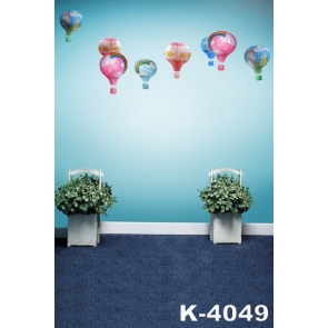 Dark Blue Carpet Blue Wall Hot Air Balloon Painted Indoor Wedding Vinyl Photography Backdrops