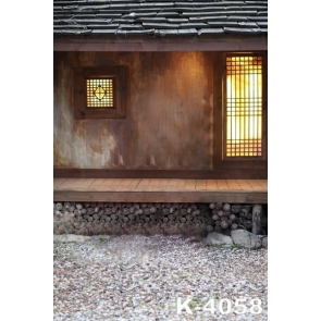 Korean Ancient Wood House Outside Wedding Vinyl Photo Backdrops