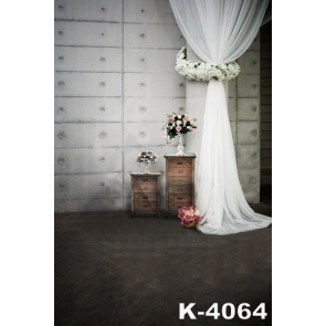 White Large Cylinder Garland Black Floor Wedding Photo Backdrops