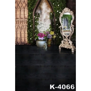 Retro British Style Mirror Black Floor Wedding Photo Backdrops