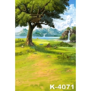 Cartoon Tree Falls River Kid's Photography Background Stage Backdrop