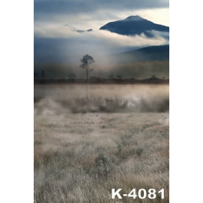 Cloudy Mountains Field Scenic Rustic Backdrops for Photography