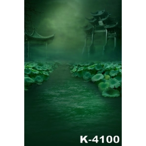 Green Lotus Leaf Vinyl Photography Scenic Backdrops