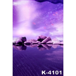 Purple Light Stones Water Vinyl Photography Scenic Backdrops