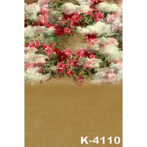 Red Flowers in Clouds Vinyl Photography Scenic Backdrops