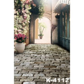 Age-old Stone Road Flowers Vinyl Wedding Photo Backdrops