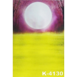 Beautiful Night Yellow Ground Big Round Moon Scenic Vinyl Photo Backdrops