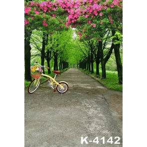 Scenic Backdrops Forest Path Bicycle Vinyl Photography Garden Backdrop