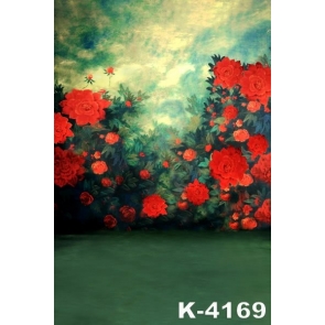 Beautiful Red Flowers Scenic Vinyl Photography Backdrops
