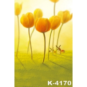 Yellow Tulips Flower Vinyl Photography Backdrops