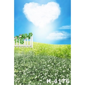 Lovely Heart Shaped Cloud Flowers Ground Children's Photography Backdrops