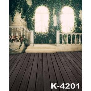 Climbing Rattan Plank Floor Wedding Photo Backdrops