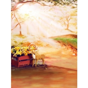 Yellow Leaves Forest Fawn Fall Backdrop Kid's Photography Background