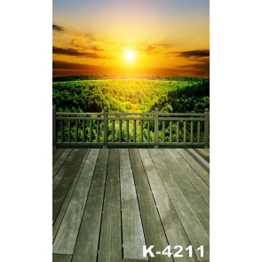 Beautiful Sunset Forest Wood Floor Scenic Background Drops for Photography