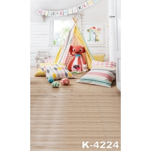 Wood Floor Tent Various Pillows Vinyl Children Party Backdrops