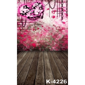 Graffiti on the Wall Plank Floor Vinyl Photo Backdrops Photoshoot Background
