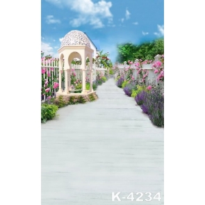 Modern European Style Garden Flowers Scenic Photo Drop Background