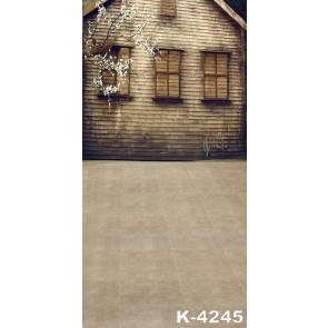 Outside Wood House White Flowers Studio Wall Vinyl Background
