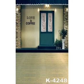 Outside Love&Coffee Shop Building Wedding Photo Backdrops