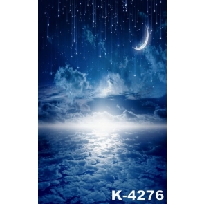 Night Scenic Starry Sky Moon Clouds Vinyl Photo Backdrops Wall Background