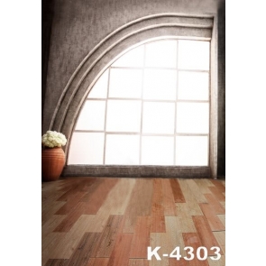 Quarter Circular Window Wood Floor Affordable Picture Backdrop
